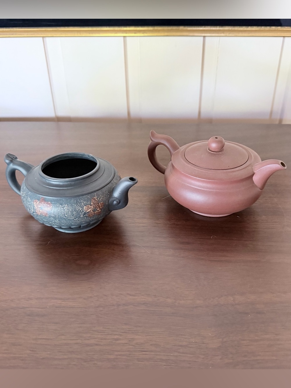 TwoAuthentic Yixing ore clay teapots from 宜兴 (Yixing)
